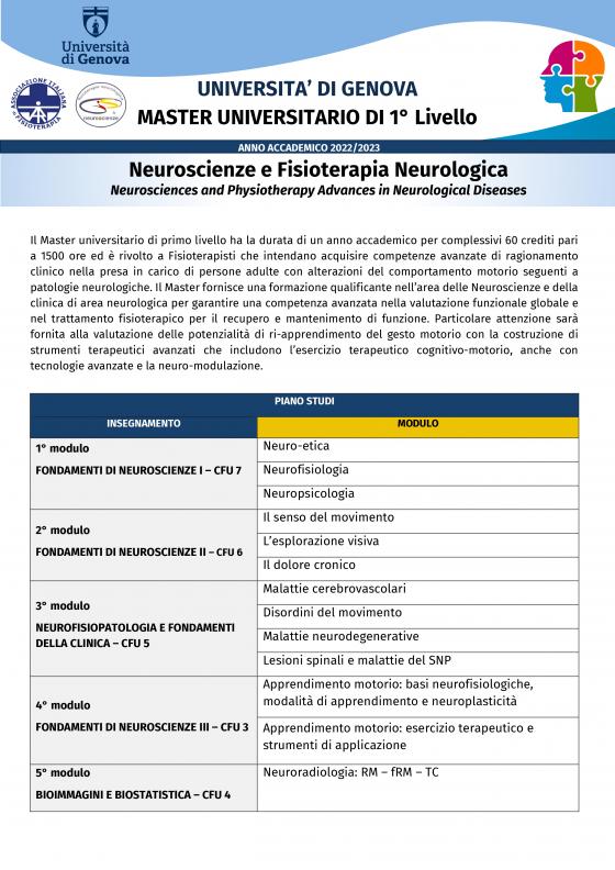 Locandina Master Neuroscienze UNIGE 22_23